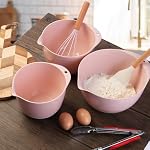 3 Ensemble de bols à mélanger avec des lids, des grips, de la pourriture et TPR Fond, Plastique Nesting Bowl utilisation pour cuisiner-préparer,Servir,Cake pain de cuisson,Pancake,Non-dérapant,Lavage-vaisselle en sécurité,3Qt,2Qt,1,5Qt,Pink