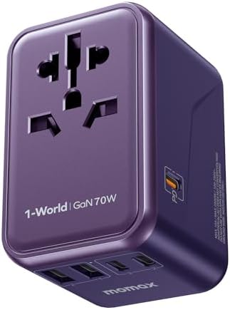 MOMAX Universal Travel Adapter,70W GaN Travel Plug Adapter with U...