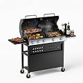 Garvee 5 Burner Propane Gas Grill Griddle Combo with Porcelain Enamel Cast Iron Grate & Cast Iron Pan – Dual BBQ Grill with Flat Top Griddle, 40,000 BTU Large Outdoor Gas Grill for Backyard Kitchen