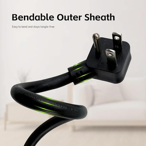 EP 16/3 3 Ft Flat Plug Short Extension Cord, Angled 90° Plug, Black EP 16/3 3 Ft Flat Plug Short Extension Cord, Angled 90° Plug, Black - Image 6
