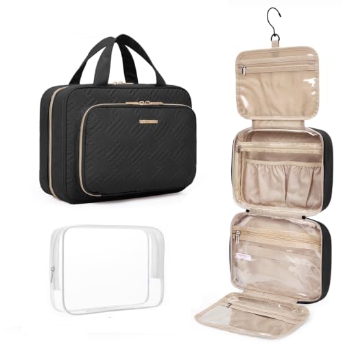 BAGSMART Toiletry Bag Hanging Travel Makeup Organizer with TSA Approved Transparent Cosmetic Bag...