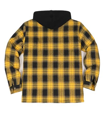 Image of ZENTHACE Men's Quilted Lined Hooded Plaid Jacket,Zipper & Snap Closure