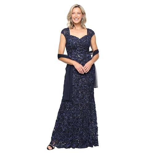 Image of Alex Evenings Women's Long Sleeveless Mother of the Bride Dress with Shawl (Petite and Regular Sizes)