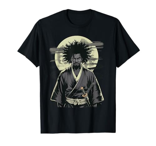 Afro American Samurai Vintage Warrior with Katana T-Shirt