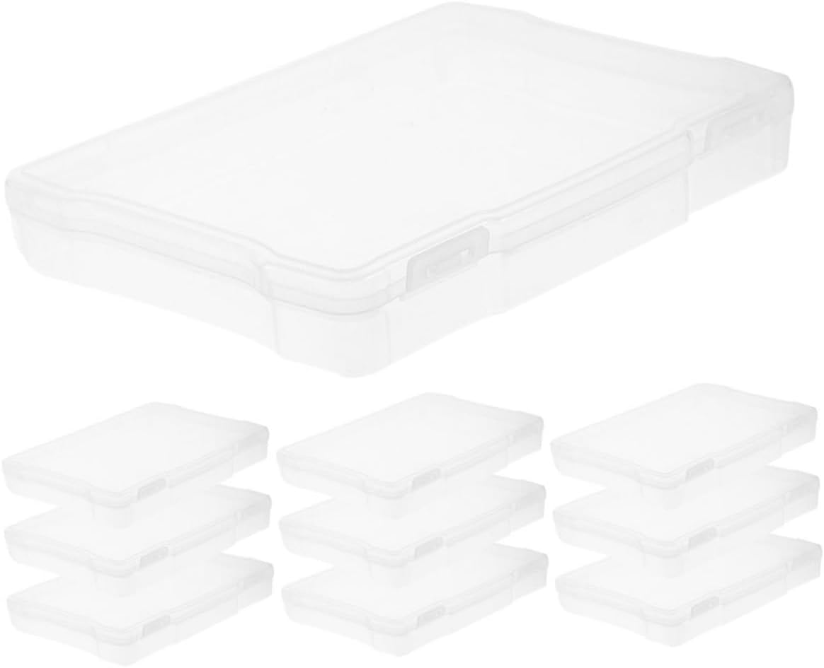 10pcs Photo Storage Boxes Portable Lids Plastic Craft Storage Organizers for Office