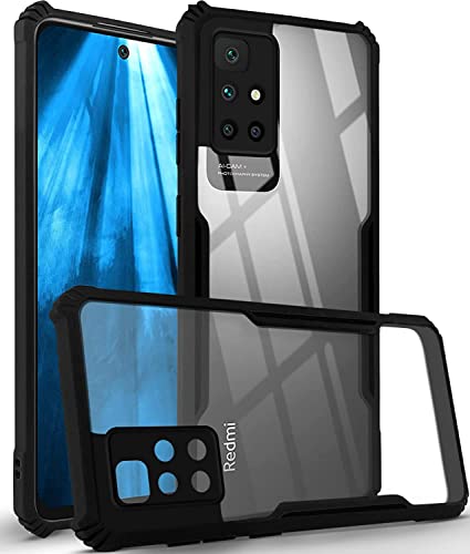 Image of Jkobi Back Cover Case for Xiaomi Mi Redmi 10 Prime (Crystal Glass Back | Camera Protection | Shockproof Bumpers | Professional Black)