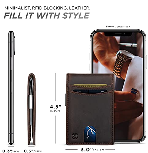 SERMAN BRANDS Mens Money Clip Wallet. RFID Blocking Slim Front Pocket Wallets for Men, Full Grain Leather RFID Minimalist Card Holder3