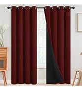 SimpleHome 100% Blackout Curtains for Bedroom,Thermal Insulated Burgundy Red Grommet Window Drape...