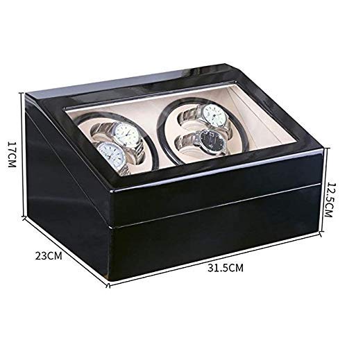 Caja para relojes automáticos de lujo con 4 rotores y vitrina elegante de madera 7