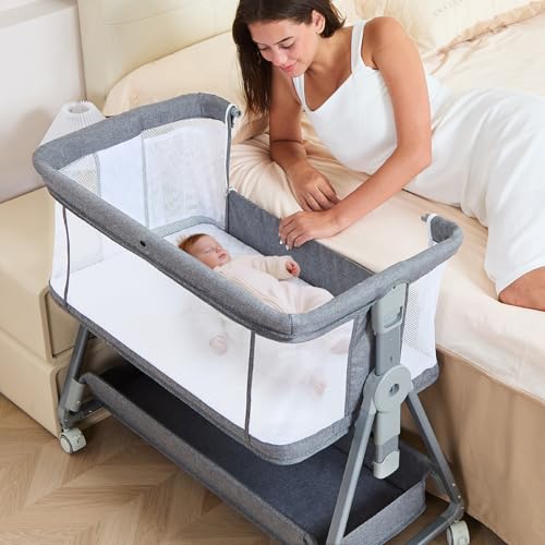 3-in-1 Baby Bassinet Bedside Sleeper Wheels, Adjustable