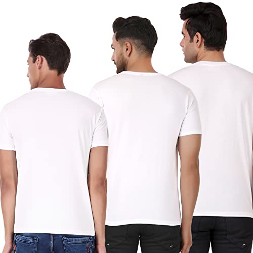 Image of Men's Plain Tshirt | Any Time Wear | Black & White Tshirt | Regular fit Half Slevees Round Neck Pure Cotton White Color Combo Pack of 3Tshirt S
