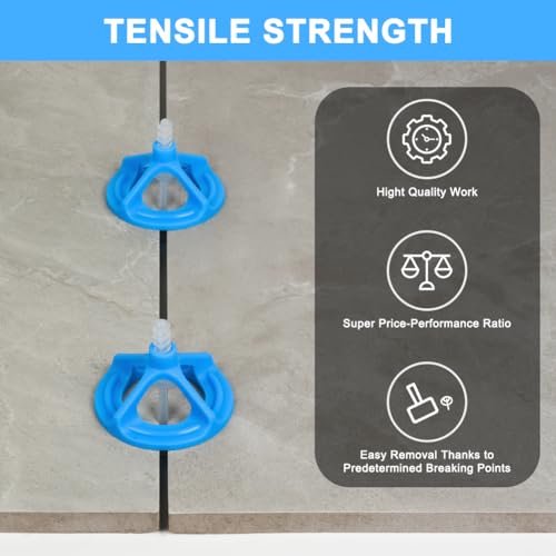 Flintronic Fliesen Nivelliersystem 3mm, 300 Teiliges Fliesenverlegehilfe Set, 200x Gewindelaschen & 100x Zughauben, fliesen Werkzeug zum Verlegen von Steinen und Böden