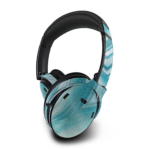 Image of MightySkins Glossy Glitter Skin Compatible with Bose QuietComfort 45 Headphones Aquamarine Quartz | Protective, Durable High-Gloss Glitter Finish | Easy to Apply