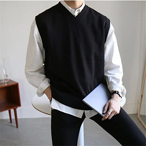 Chaleco de suéter gris claro XXL para hombre con cuello en V de estilo coreano suelto 2