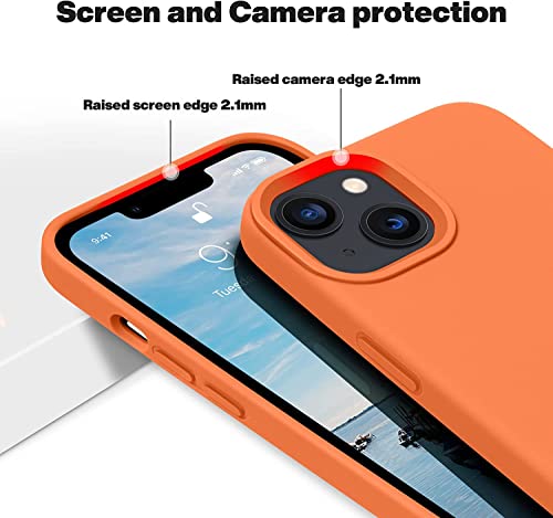 Image of MIDOS Back Cover Compatable with iPhone 13 Liquid Silicone Case Full Protection Shock Proof Back Cover for iPhone 13 (Orange)