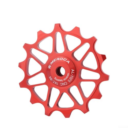 Cycling Gear, puleggia posteriore con cuscinetto in ceramica CNC, 12/14T, per bici da strada, cambio fluido (14T rosso)