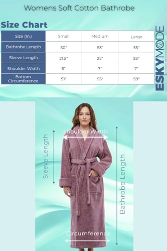 Womens Soft Cotton Bathrobe, Ankle Length Long Women's Plush Towel Bath Robe3
