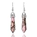 Pink Stone Crystal Earrings for Women Dangling - Natural Rhodonite Gemstone - Drop & Dangle -Silver - Hypogenic Artisan Handmade Jewelry - Unique Gifts - Birthstone Birthday Gift