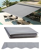 WJCWHH 12' x 10' Retractable Patio Awning Replacement Fabric Cloth, Durable Exterior Sunshade Canopy Cloth, Reinforced Multi-Purpose Waterproof Protective Awning Cover, Gray