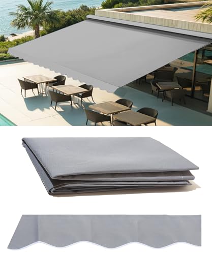 WJCWHH 12' x 10' Retractable Patio Awning Replacement Fabric Cloth, Durable Exterior Sunshade Canopy...