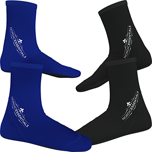 Calcetines de playa de Nordic Essentials para usar en arena jugando a voleibol y fútbol o para buceo y deportes acuáticos, para niños, mujeres y hombres (2 pares), Black + Blue, Large