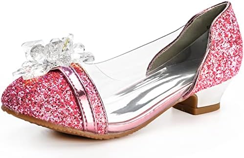 Funna Girls Dress Shoes Princess Costume Sparkly Flats Flower Wedding Party 9 Toddler, Pink