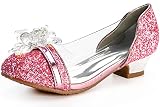Funna Girls Dress Shoes Princess Costume Sparkly Flats Flower Wedding Party 9 Toddler, Pink