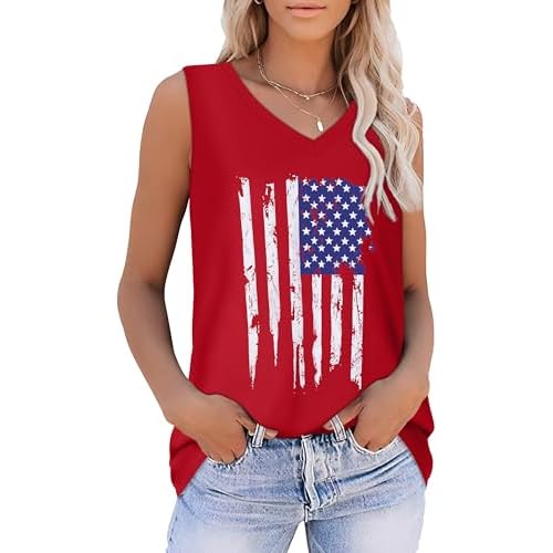 Summer Tops for Women Sleeveless V Neck Tshirt Loose Fit Casual Tank Tunic Blouse 2026