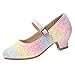 EIGHT KM Mädchen High Heel Kleid Schuhe Mary Jane Prinzessin Hochzeit Pump Schuhe EKM7015 Sparkle Glitter Kristall Regenbogen Größe EU 33