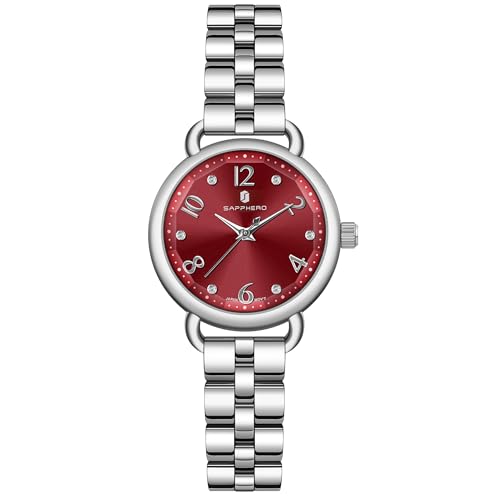 Image of Sapphero Ladies Watch Easy to Read Wristwatch, Women's Quartz Watch with Stainless Steel Strap, 5 ATM Waterproof, Classic Elegance Women Business Waterproof Watch