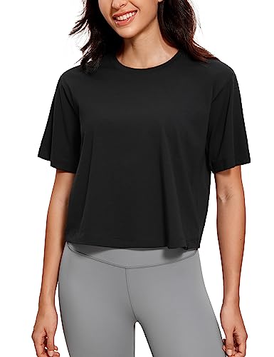 CRZ-YOGA-Womens-Loose-Fit-Cotton-Polyester-Short-Sleeve-Shirts-Crop-Tops-Casual-Workout-T-Shirts
