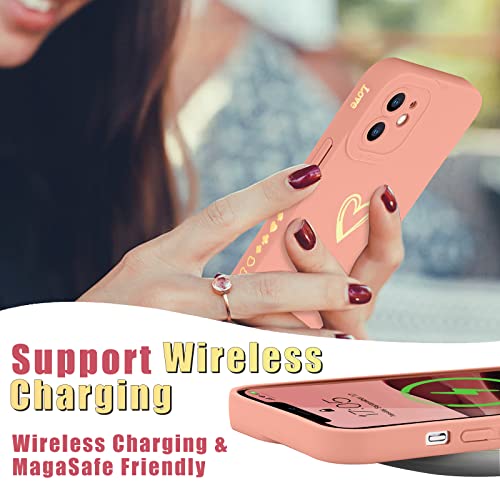 Teageo Compatible With Iphone 12 Case 6.1 Inch For Women Girls, Cute Luxury Love Heart [Soft Anti-Scratch Full Camera Lens Protection] Silicone Girly Shockproof Phone Case For Iphone 12-Pink #TOP6
