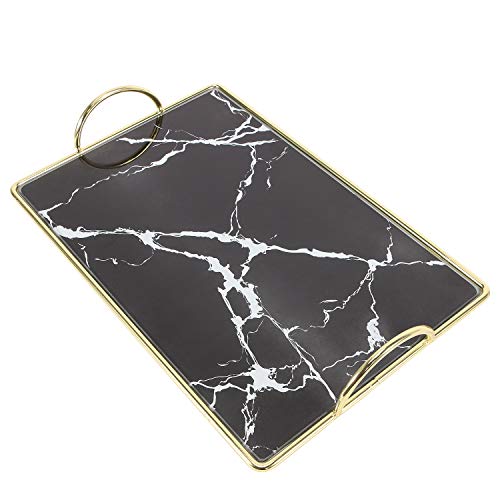 Zosenley Makeup Organizer Tray, Decorative Glass Vanity Tray for Perfume, Makeup, Jewelry