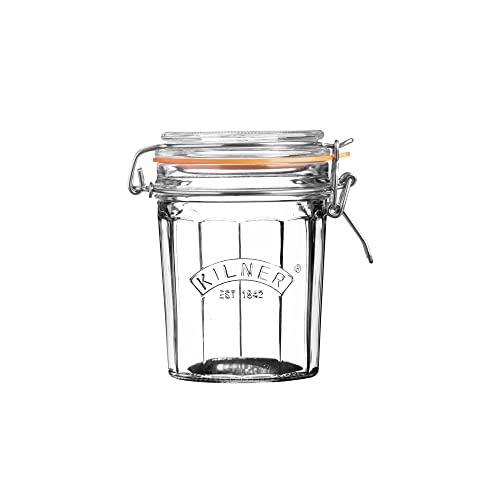 Kilner Glassware Facetted Clip Top Jar, Airtight Seal for Pickling, Preserving and Storing, 15-Fluid Ounces