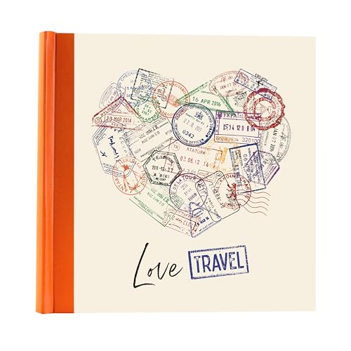 Kenro Holiday Series I Love Travel Stamp Photo Album for 200 Photographs 6x4 Inch / 10x15cm with Slip-in Pages and Memo Space - HOL130