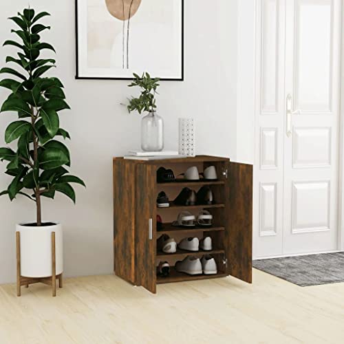 BOWEKAM Mueble zapatero para hogar y jardín, roble ahumado, 60 x 35 x 70 cm, elección de muebles de madera