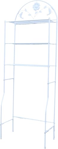 Estante de almacenamiento negro de 3 niveles sobre el inodoro, soporte de inodoro independiente de hierro que ahorra espacio, estante organizador