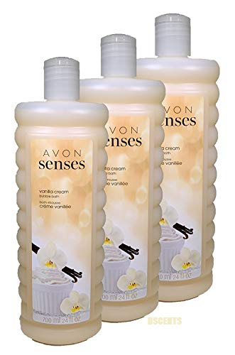 Avon Senses Vanilla Cream Bubble Bath 24 fl.oz. Lot 3 bottles
