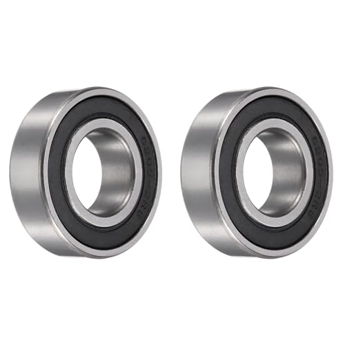 Image of sourcing map 2pcs 6205-2RS Bearing 25x52x15mm, Chrome Steel Double Rubber Seals Precision Bearing, Lubricated Deep Groove Ball Bearings, P6 (ABEC 3)