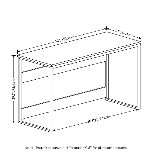 Furinno Moretti Computer Desk, Gaming Desk, Office Desk, 52 Width, for Home Office, Gaming, Study, Grey Oak – Image 4