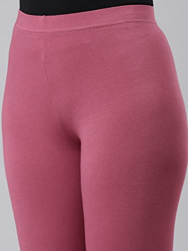 Image of GO COLORS Soft Cotton Stretch Cropped Leggings for Women | Breathable, Mid Rise