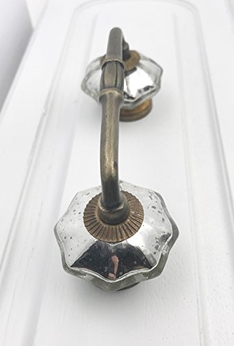 Mercury Glass Chrome Distressed Knobs On A Bronze Antique Handle, 4" Spread, Center To Center #TOP3