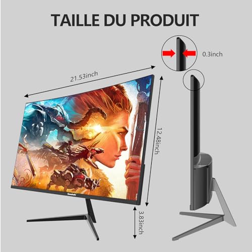 Écran PC 24 Pouces incurvé Gaming Moniteur 180hz, fhd 1080p 1ms sans Lunette, freesync, 100% sRGB,178 ° Angle Vue HDMI DisplayPort, Compatible avec Mural VESA75*75MM - Noir – Image 4