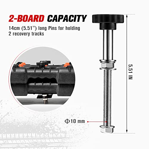 Fieryred Mounting Pins Kits For Traction Boards,Fit For All Recovery Tracks With 4.72"~6.69"（12~17Cm） Hole Spacing(Black Mounting Pins) #TOP2