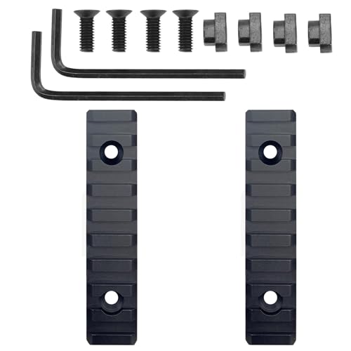 ATFLBOX 2 Stück Picatinny-Schienen für Mlock, 9 Slot Metall Mloc Picatinny-Schiene mit 4 T-Muttern & Schrauben, 2 Inbusschlüssel