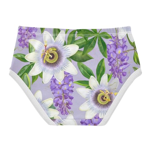 Aesthetic Toddler Girls Underwear 2t Cotton Little Girl Panties White Passion Flowers Purple Underpants Briefs2