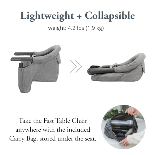 Image of Inglesina Fast Table Chair, Stone Gray Melange - Portable Baby High Chair - for Babies & Toddlers up to 37 lbs - Fits Tables 0.8'' to 3.5'' Thick - Compact & Easy to Use - Travel Bag Included