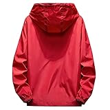 Generisch Winterjacke, Regenjacke Herren Wasserdichte Faltbar Mit Kapuze, Leicht Atmungsaktive Windbreaker Jacke (7XL, Red)