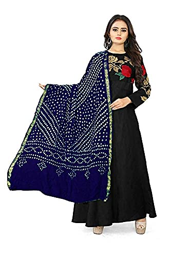 Image of PK HUB Women's Bandhani Silk Dupatta - Bandhej Printed Traditional Dupatta for Ethnic Wear - 2.4 Meter Length, 40 inch Width