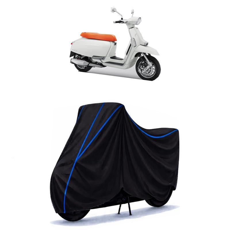 Image of Scooty Cover Water Resistant for G-Special | Universal Scooter & Bike Cover | Heavy Duty UV Dust, Rain & Scratch Protection | Elastic Fit All Weather Indoor Outdoor | Black with Blue Piping